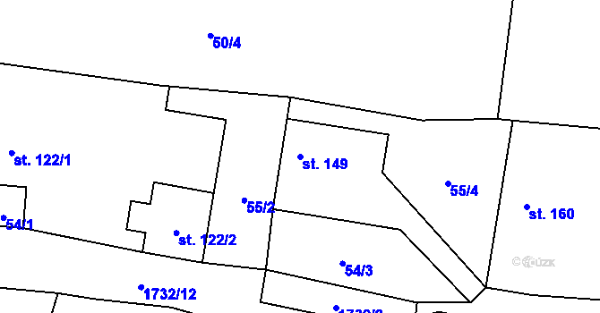 Parcela st. 149 v KÚ Dražíč, Katastrální mapa