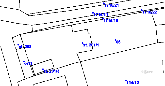 Parcela st. 201/1 v KÚ Dražíč, Katastrální mapa