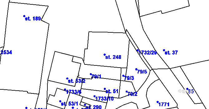 Parcela st. 248 v KÚ Dražíč, Katastrální mapa