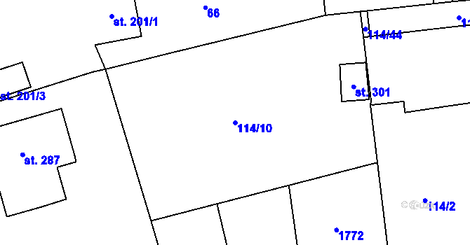 Parcela st. 114/10 v KÚ Dražíč, Katastrální mapa