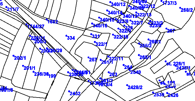 Parcela st. 322 v KÚ Dražíč, Katastrální mapa