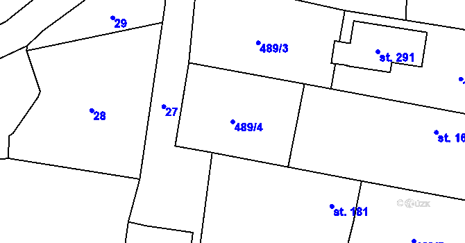 Parcela st. 489/4 v KÚ Dražíč, Katastrální mapa