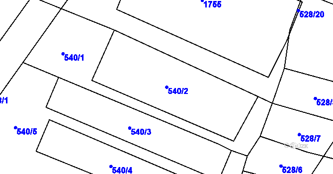 Parcela st. 540/2 v KÚ Dražíč, Katastrální mapa