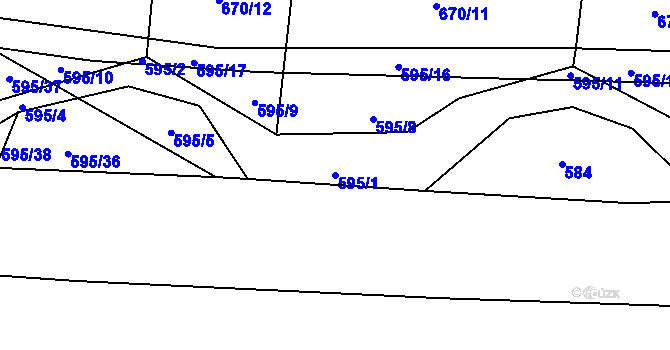 Parcela st. 595/1 v KÚ Dražíč, Katastrální mapa