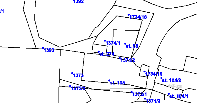 Parcela st. 274 v KÚ Dražíč, Katastrální mapa