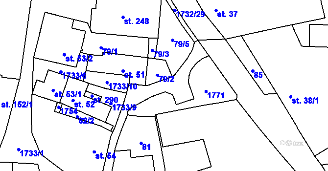Parcela st. 79/4 v KÚ Dražíč, Katastrální mapa