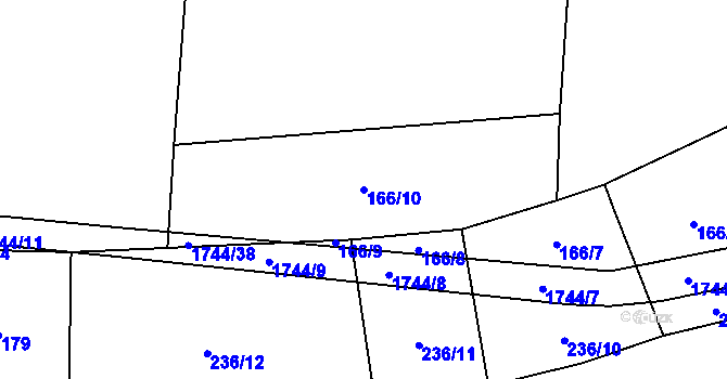 Parcela st. 166/10 v KÚ Dražíč, Katastrální mapa