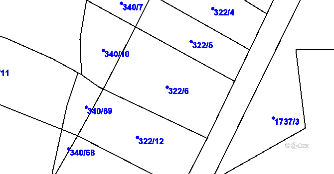 Parcela st. 322/6 v KÚ Dražíč, Katastrální mapa