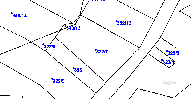 Parcela st. 322/7 v KÚ Dražíč, Katastrální mapa