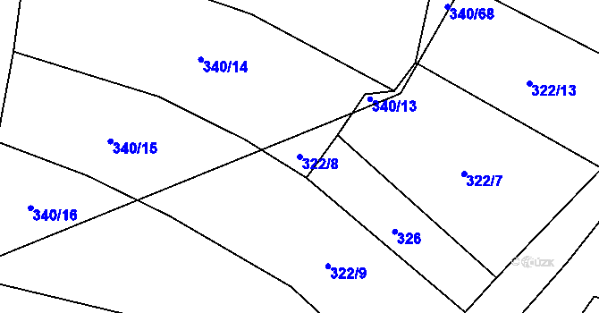 Parcela st. 322/8 v KÚ Dražíč, Katastrální mapa