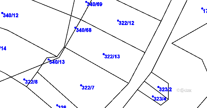 Parcela st. 322/13 v KÚ Dražíč, Katastrální mapa