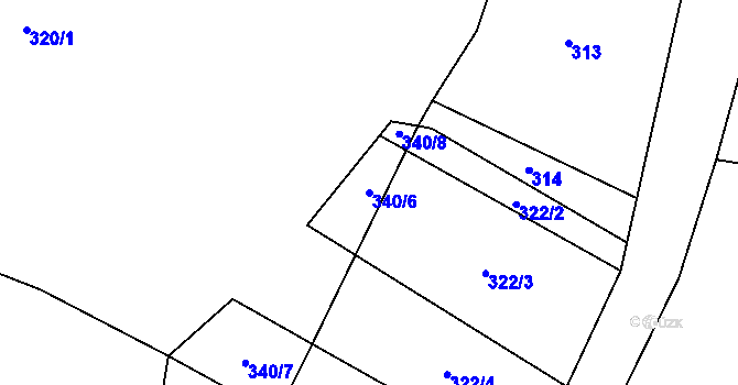 Parcela st. 340/6 v KÚ Dražíč, Katastrální mapa