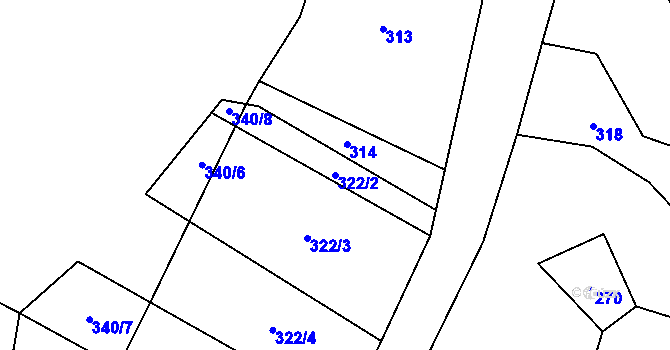 Parcela st. 322/2 v KÚ Dražíč, Katastrální mapa