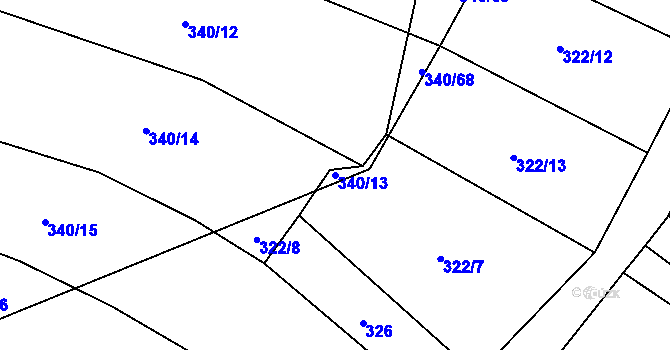Parcela st. 340/13 v KÚ Dražíč, Katastrální mapa