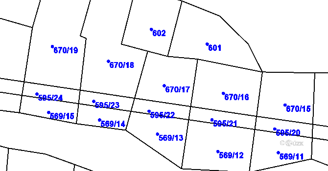 Parcela st. 670/17 v KÚ Dražíč, Katastrální mapa
