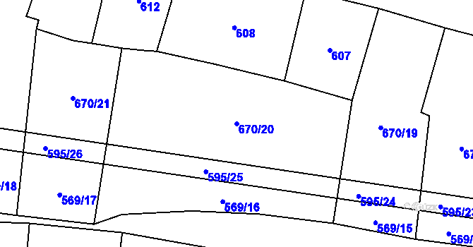 Parcela st. 670/20 v KÚ Dražíč, Katastrální mapa