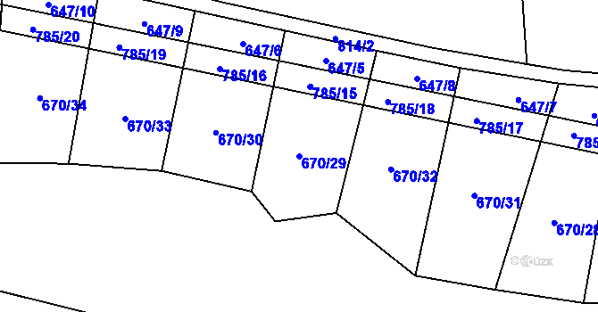 Parcela st. 670/29 v KÚ Dražíč, Katastrální mapa