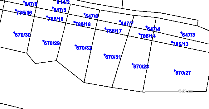 Parcela st. 670/31 v KÚ Dražíč, Katastrální mapa