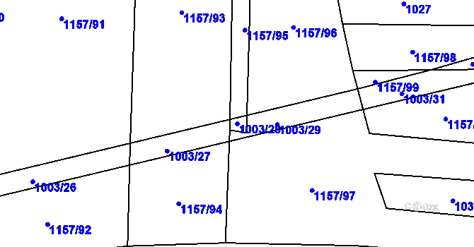 Parcela st. 1003/28 v KÚ Dražíč, Katastrální mapa