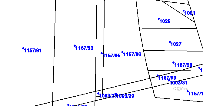 Parcela st. 1157/95 v KÚ Dražíč, Katastrální mapa