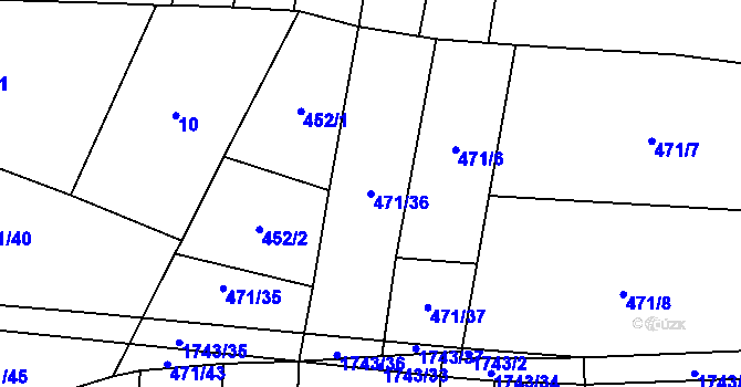 Parcela st. 471/36 v KÚ Dražíč, Katastrální mapa