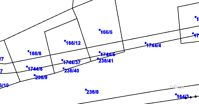 Parcela st. 1744/5 v KÚ Dražíč, Katastrální mapa