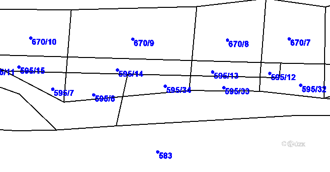 Parcela st. 595/34 v KÚ Dražíč, Katastrální mapa