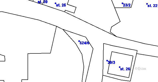 Parcela st. 524/6 v KÚ Dražičky, Katastrální mapa