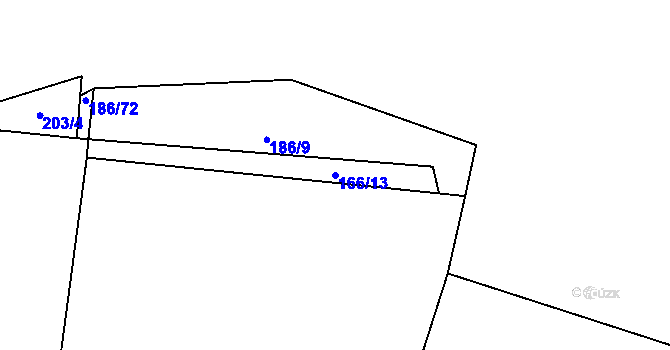 Parcela st. 166/13 v KÚ Dražičky, Katastrální mapa