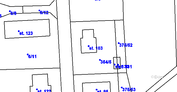 Parcela st. 103 v KÚ Dražičky, Katastrální mapa