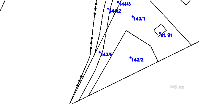 Parcela st. 143/5 v KÚ Dražičky, Katastrální mapa
