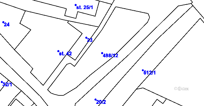 Parcela st. 498/12 v KÚ Dražkov nad Labem, Katastrální mapa