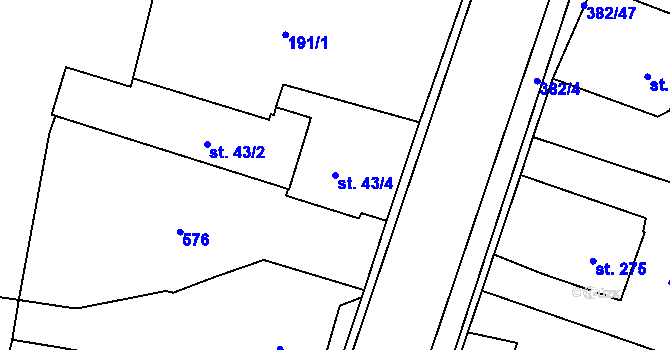Parcela st. 43/4 v KÚ Dražkovice, Katastrální mapa