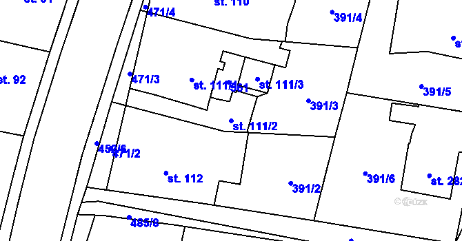 Parcela st. 111/2 v KÚ Dražkovice, Katastrální mapa