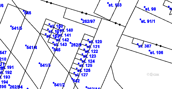 Parcela st. 121 v KÚ Dražkovice, Katastrální mapa