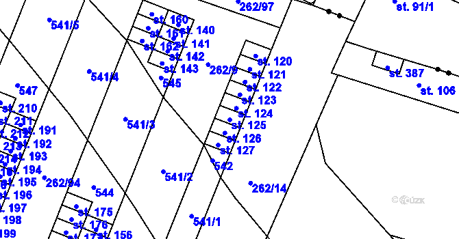 Parcela st. 125 v KÚ Dražkovice, Katastrální mapa