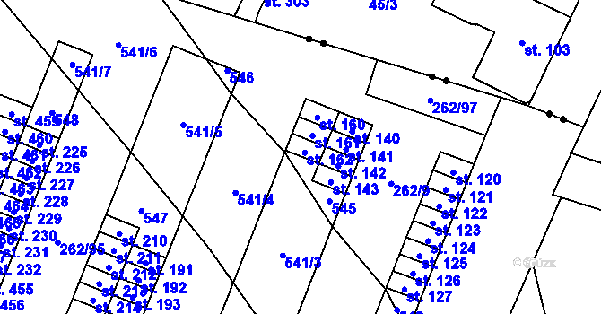 Parcela st. 163 v KÚ Dražkovice, Katastrální mapa