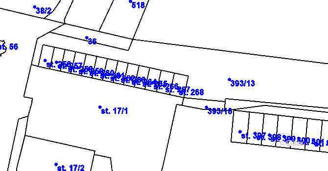 Parcela st. 267 v KÚ Dražkovice, Katastrální mapa