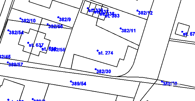 Parcela st. 274 v KÚ Dražkovice, Katastrální mapa