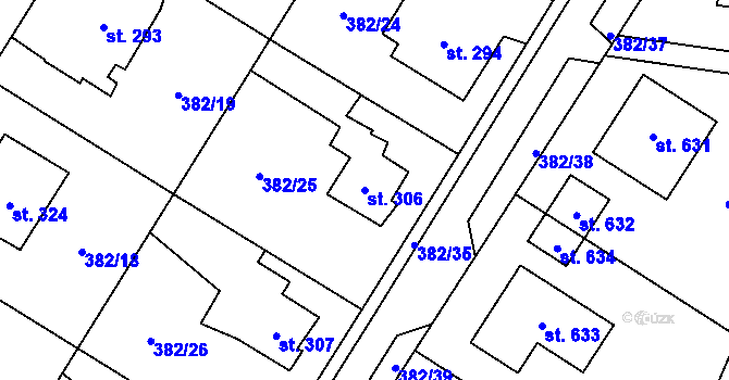 Parcela st. 306 v KÚ Dražkovice, Katastrální mapa