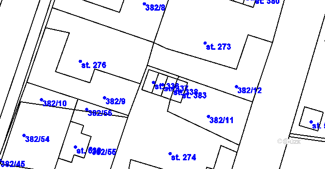 Parcela st. 337 v KÚ Dražkovice, Katastrální mapa
