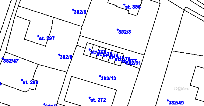 Parcela st. 374 v KÚ Dražkovice, Katastrální mapa