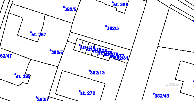 Parcela st. 375 v KÚ Dražkovice, Katastrální mapa