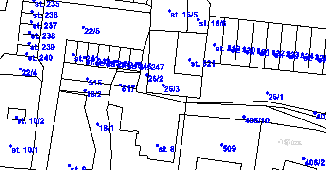 Parcela st. 26/3 v KÚ Dražkovice, Katastrální mapa