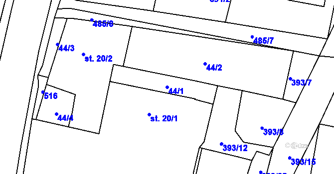 Parcela st. 44/1 v KÚ Dražkovice, Katastrální mapa