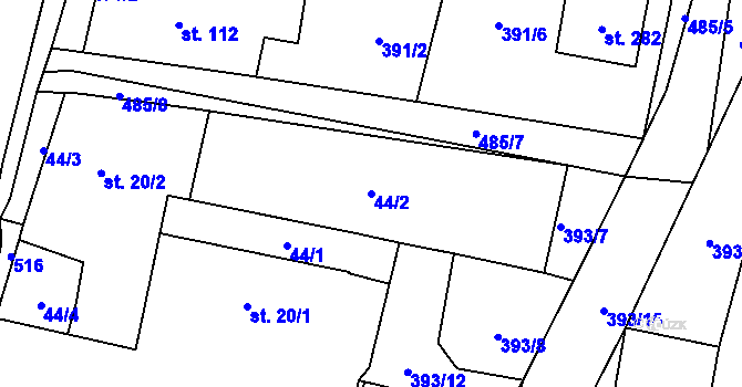 Parcela st. 44/2 v KÚ Dražkovice, Katastrální mapa