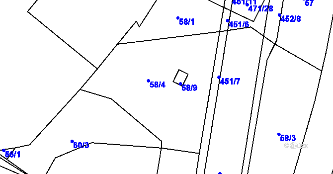 Parcela st. 58/4 v KÚ Dražkovice, Katastrální mapa
