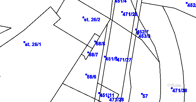 Parcela st. 58/5 v KÚ Dražkovice, Katastrální mapa