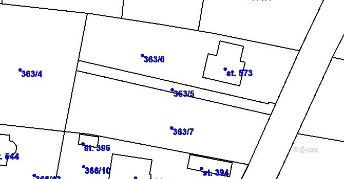 Parcela st. 363/5 v KÚ Dražkovice, Katastrální mapa