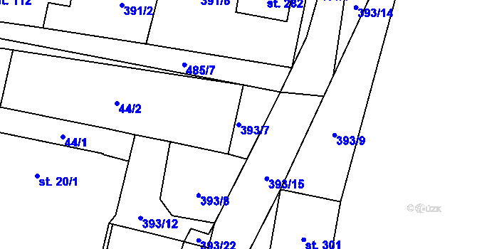 Parcela st. 393/7 v KÚ Dražkovice, Katastrální mapa